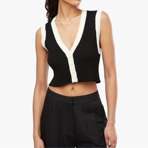 We Wore What Black and White Sleeveless V-Neck sweater vest